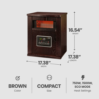 Geneva Industrial Infrared Quartz Wood Cabinet Space Heater with Remote Control