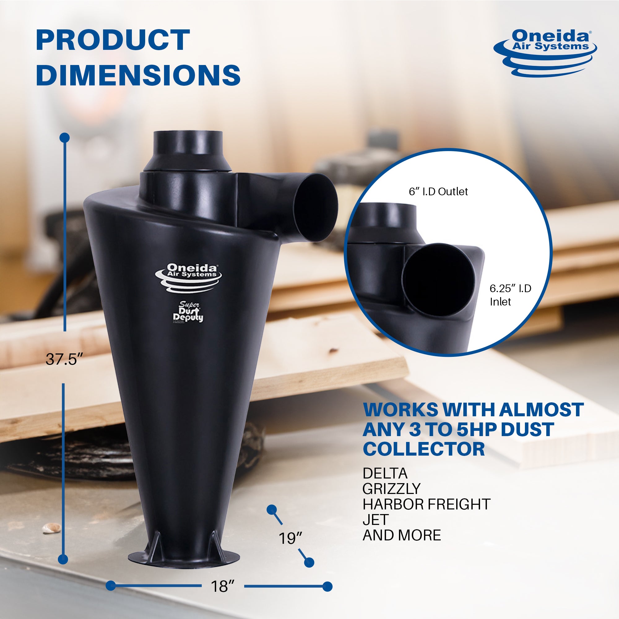 Oneida Air Systems Dust Deputy XL DIY Cyclone Attachment, Accessory Only (Used) - VMInnovations
