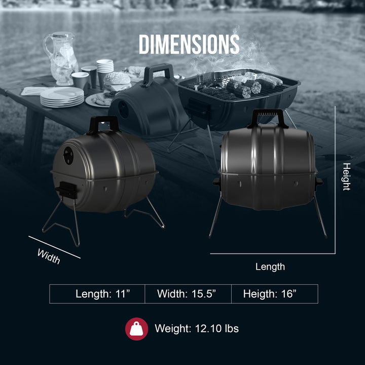 Americana Grills Keg A Que Charcoal BBQ Portable Grill, 186 Square Inch, Black