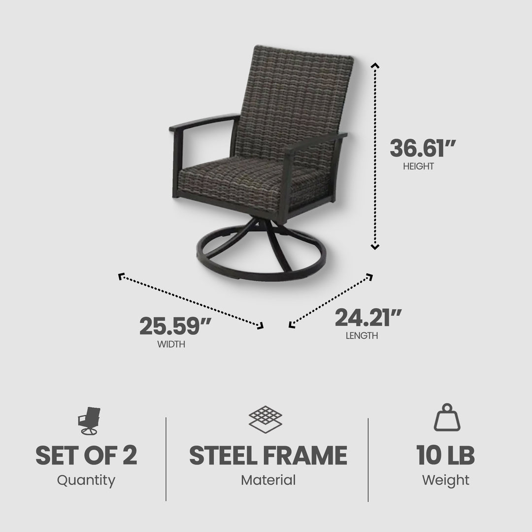 Four Seasons Courtyard Nantucket Woven Swivel Rocker with Steel Frame (2 Pack)