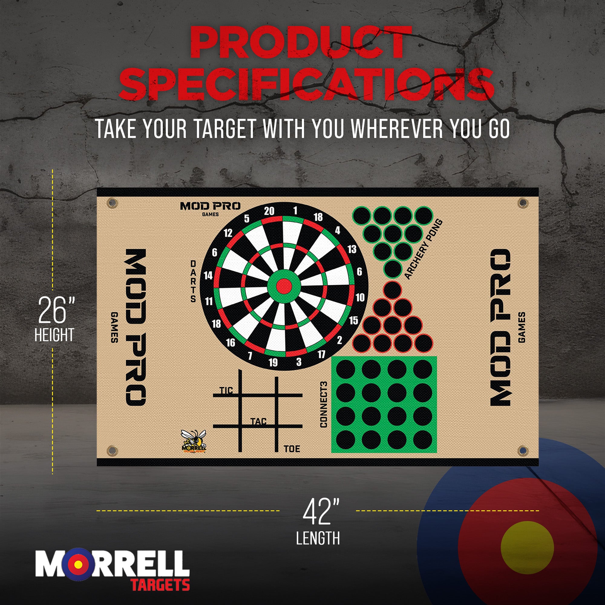 Morrell Yellow Jacket MOD Pro Games Wrap w/ Archery Pong and Dart Board Bullseye - VMInnovations