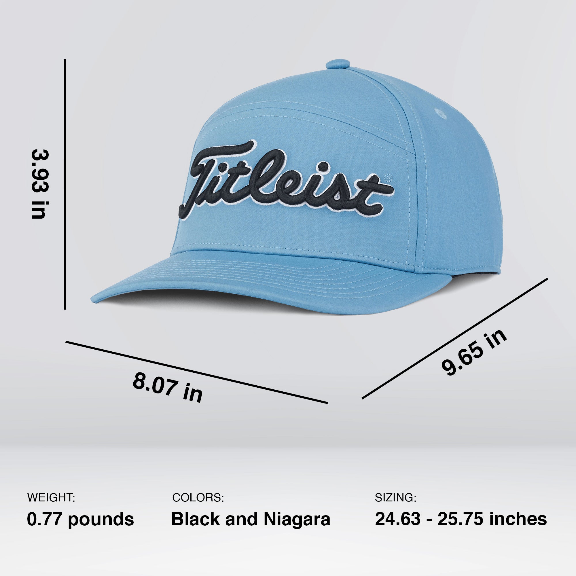 Titleist Diego Semi Curved Bill Split Panel Snapback Golf Cap, Niagara/Black