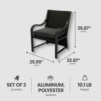 Four Seasons Courtyard Canmore Captain Patio Cushioned Arm Chair, 2 Pack (Used) - VMInnovations