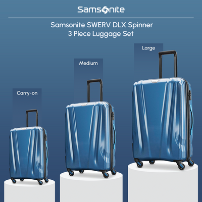 Samsonite SWERV Spinner 3pc Carry-On, Medium & Large Luggage Set, Lagoon(Used)