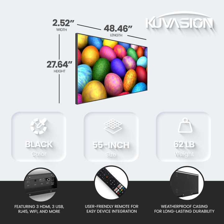 KUVAVISION 55 Inch 4K Sun Readable Smart Outdoor TV w/ Sound Bar (Open Box) - VMInnovations