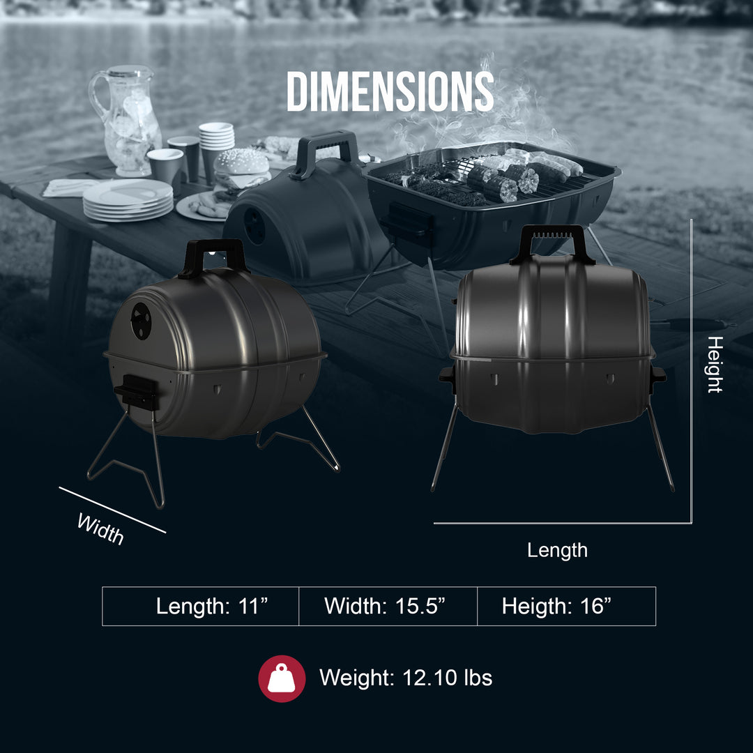 Americana Grills Keg A Que Charcoal BBQ Portable Grill, 186 Square Inch, Black - VMInnovations