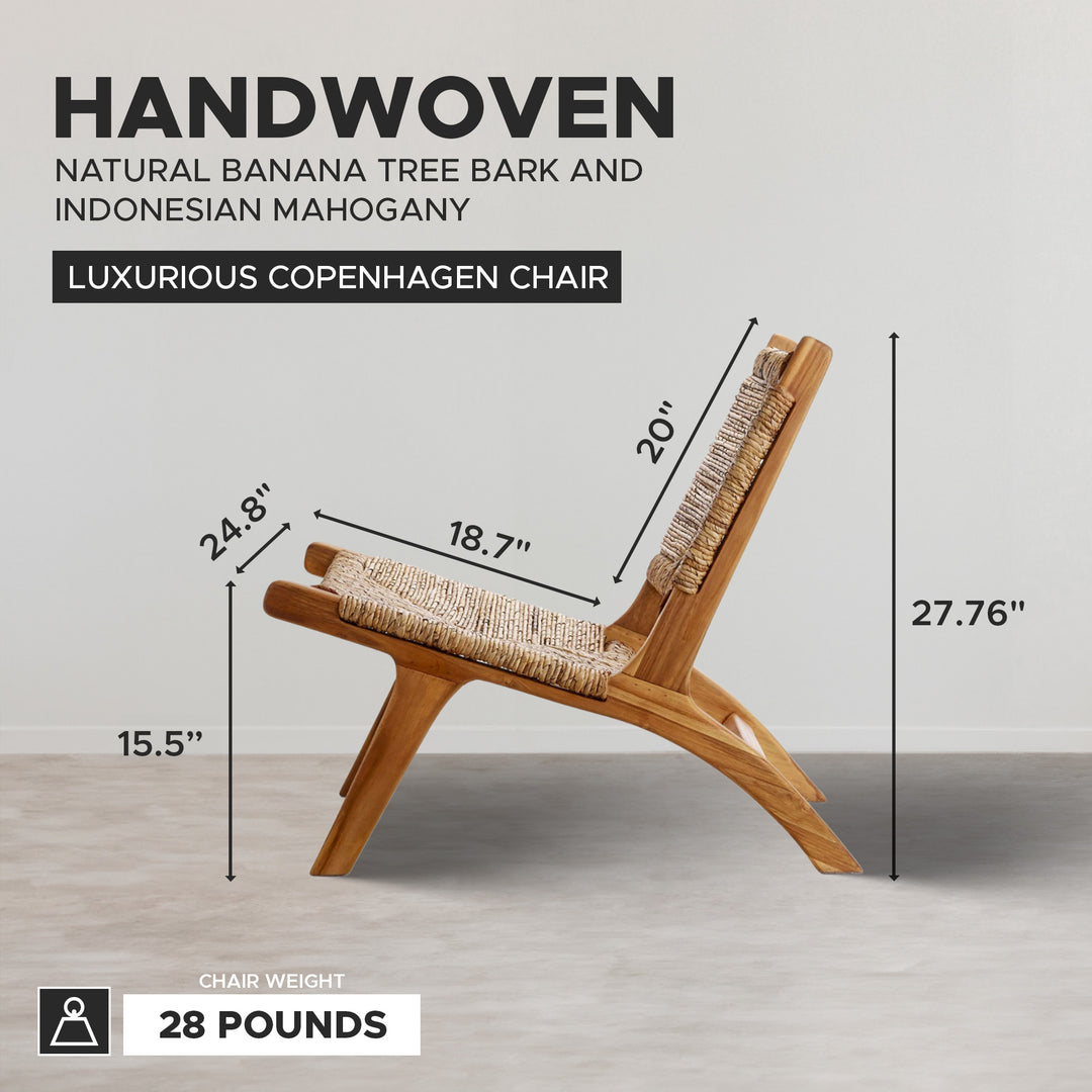 texxture Copenhagen Banana Tree Bark Chair, Wood Legs, Home Furniture, Natural