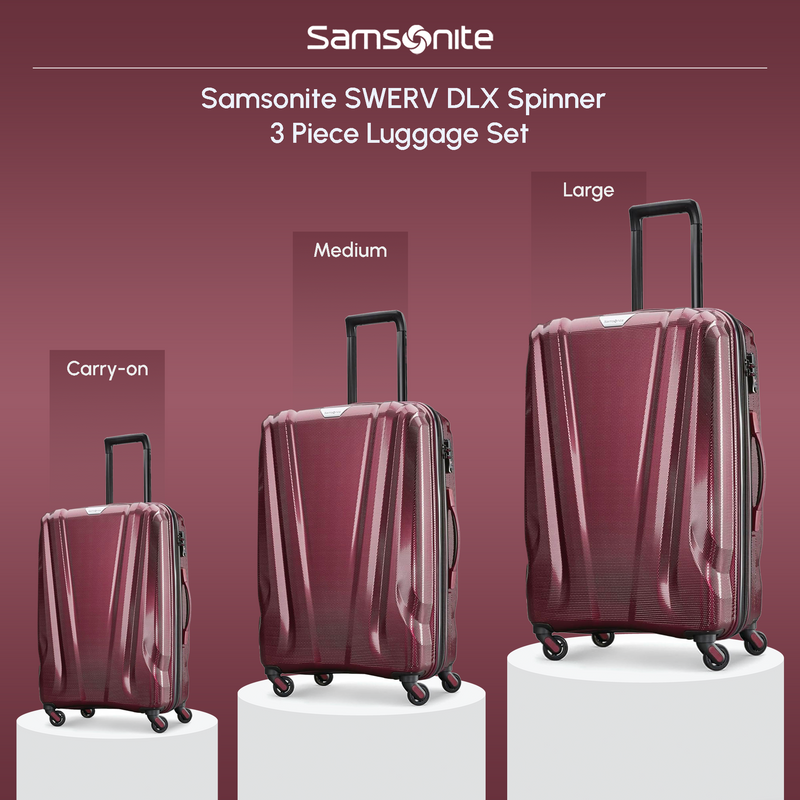 Samsonite DLX Spinner 3pc Carry-On, Medium & Large Luggage Set, Aubergine (Used)