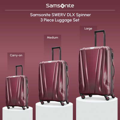 Samsonite DLX Spinner 3pc Carry-On, Medium & Large Luggage Set, Aubergine (Used) - VMInnovations