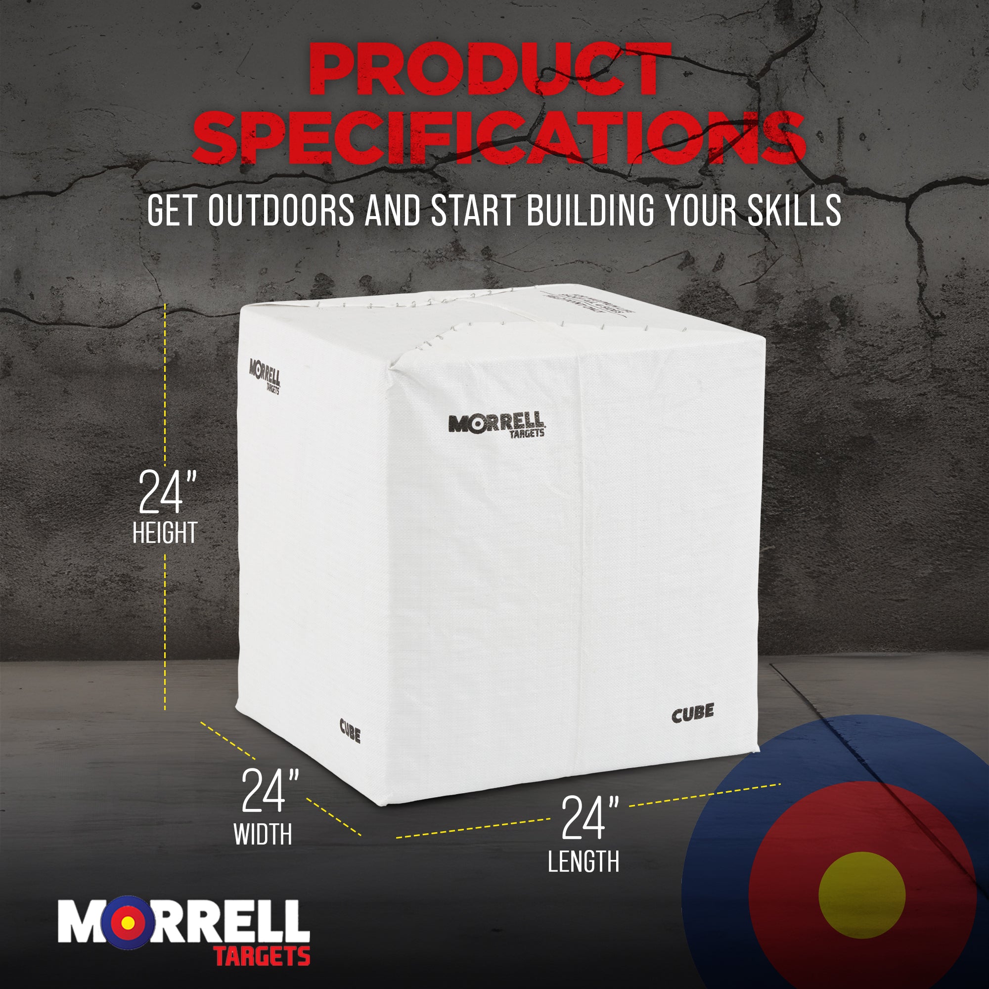 Morrell Targets 24 Inch Indoor Field Point Cube Archery Target with Target Stand