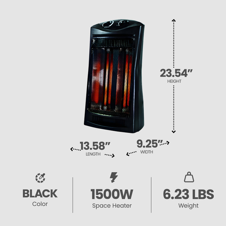 Geneva Industrial 1500W Quartz Infrared Tower Heater with Adjustable Thermostat