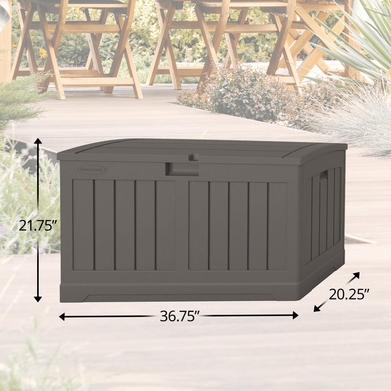 Suncast 50 Gallon Plastic Deck Box with Molded Lockable Feature for Home, Gray