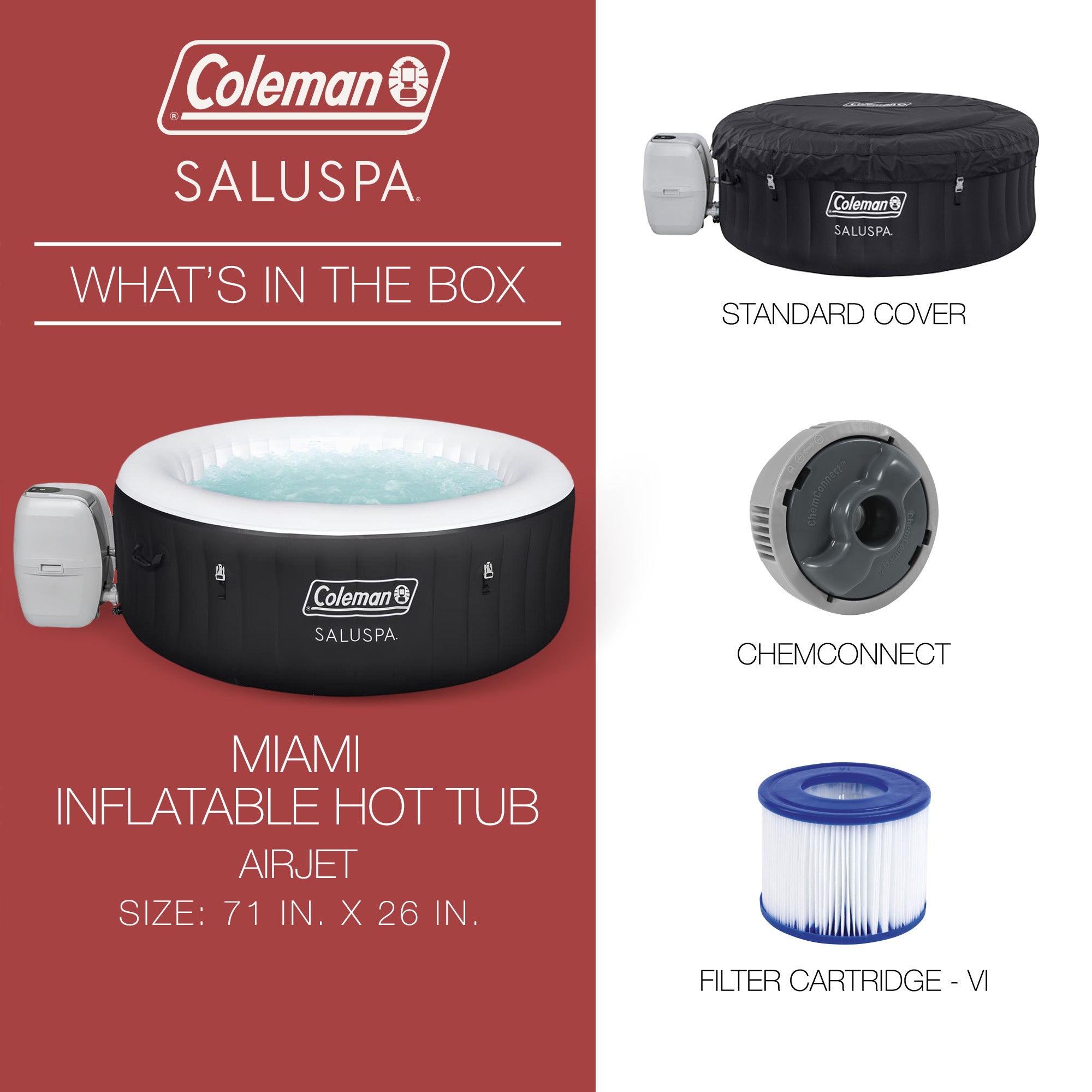 Coleman SaluSpa 4 Person Inflatable Hot Tub Spa with 3 Filter Cartridge Refills
