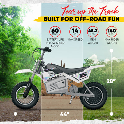 Razor Dirt Rocket 24V Electric Toy Motocross Dirt Bike, White (Damaged) - VMInnovations