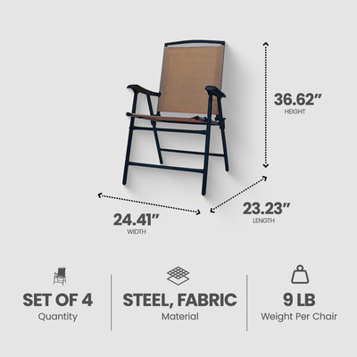 Four Seasons Courtyard Sunny Isles Outdoor Steel Folding Chair, Brown (4 Pack) - VMInnovations