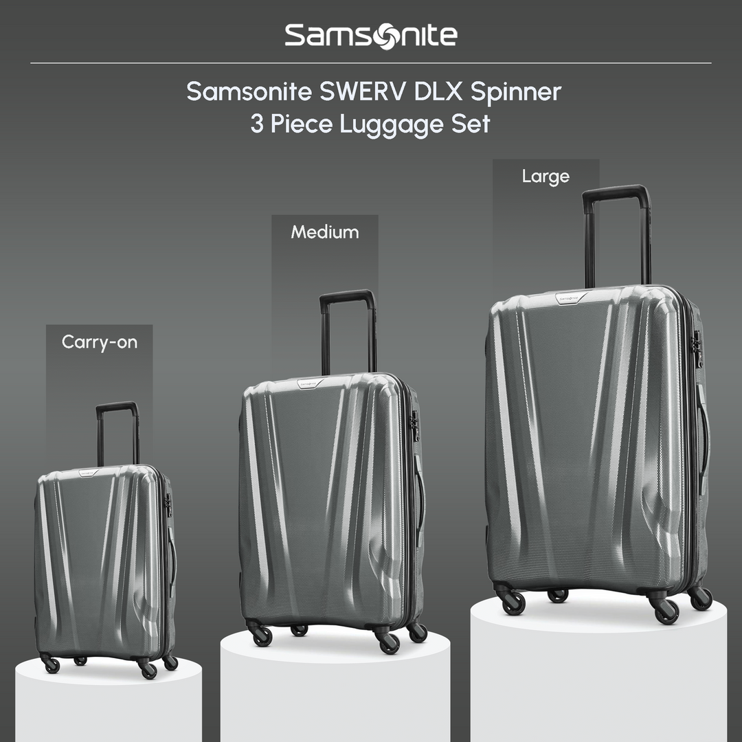 Samsonite DLX Spinner 3pc Carry-On, Medium & Large Luggage Set, Silver(Open Box)