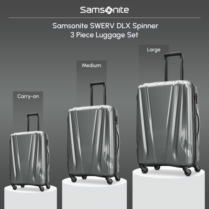 Samsonite DLX Spinner 3pc Carry-On, Medium & Large Luggage Set, Silver(Open Box)