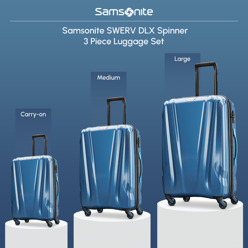 Samsonite DLX Spinner 3pc Carry-On, Medium & Large Luggage Set, Lagoon(Open Box)