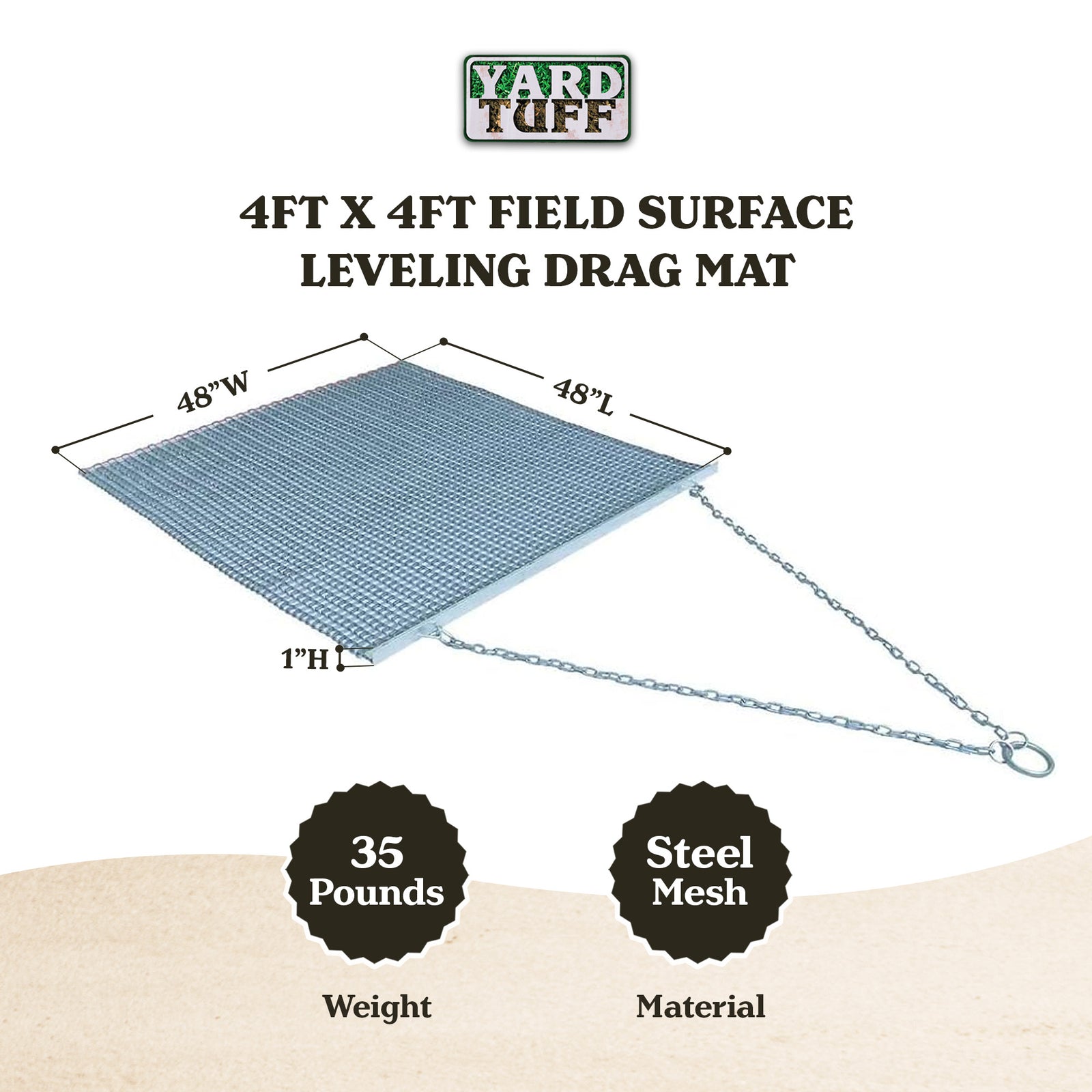 Yard Tuff 44HPDM ATV/UTV 4 x 4 Foot Zinc & Steel Field Surface Leveling Drag Mat - VMInnovations