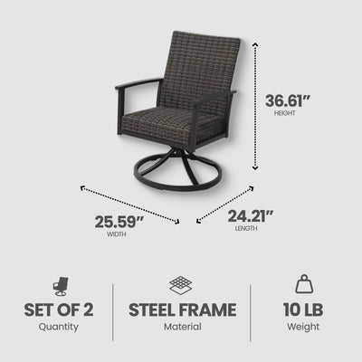 Four Seasons Courtyard Nantucket Woven Swivel Rocker w/Steel Frame (2pk) (Used) - VMInnovations