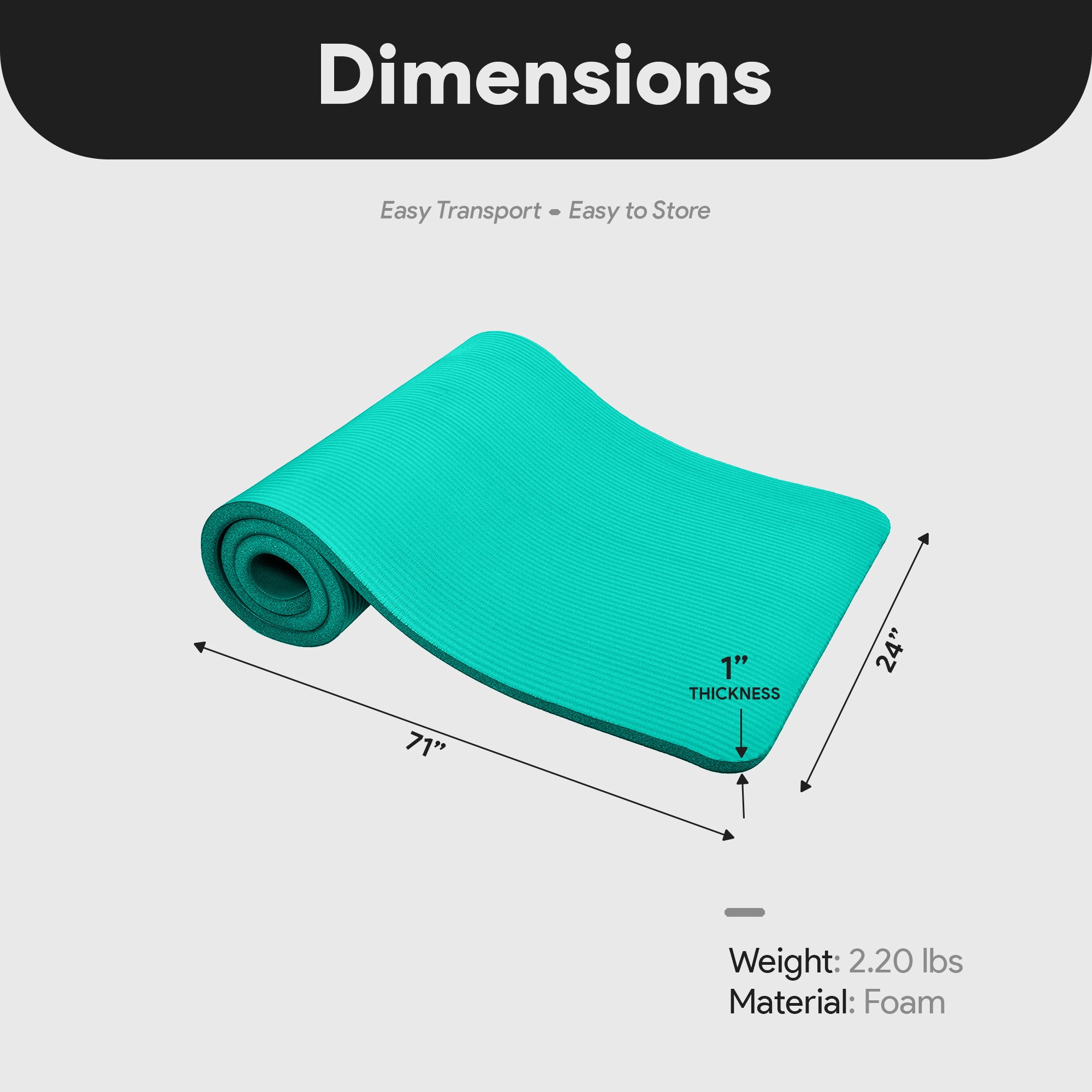 BalanceFrom Fitness GoCloud 1" Extra Thick Exercise Mat w/Strap, Green(Open Box) - VMInnovations
