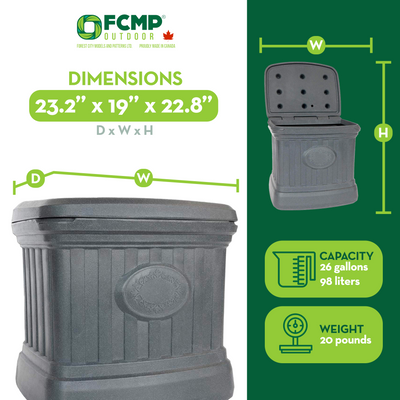 FCMP Outdoor SB120-GRY-S 26 Gallon Outdoor Utility Storage Bin Container, Gray - VMInnovations
