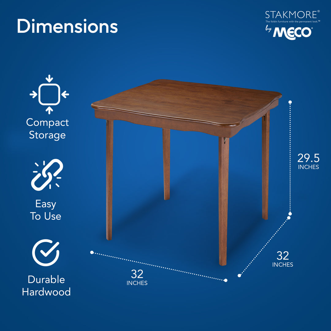 MECO Stakmore Scalloped Edge Compact Traditional Folding Card Table, Fruitwood