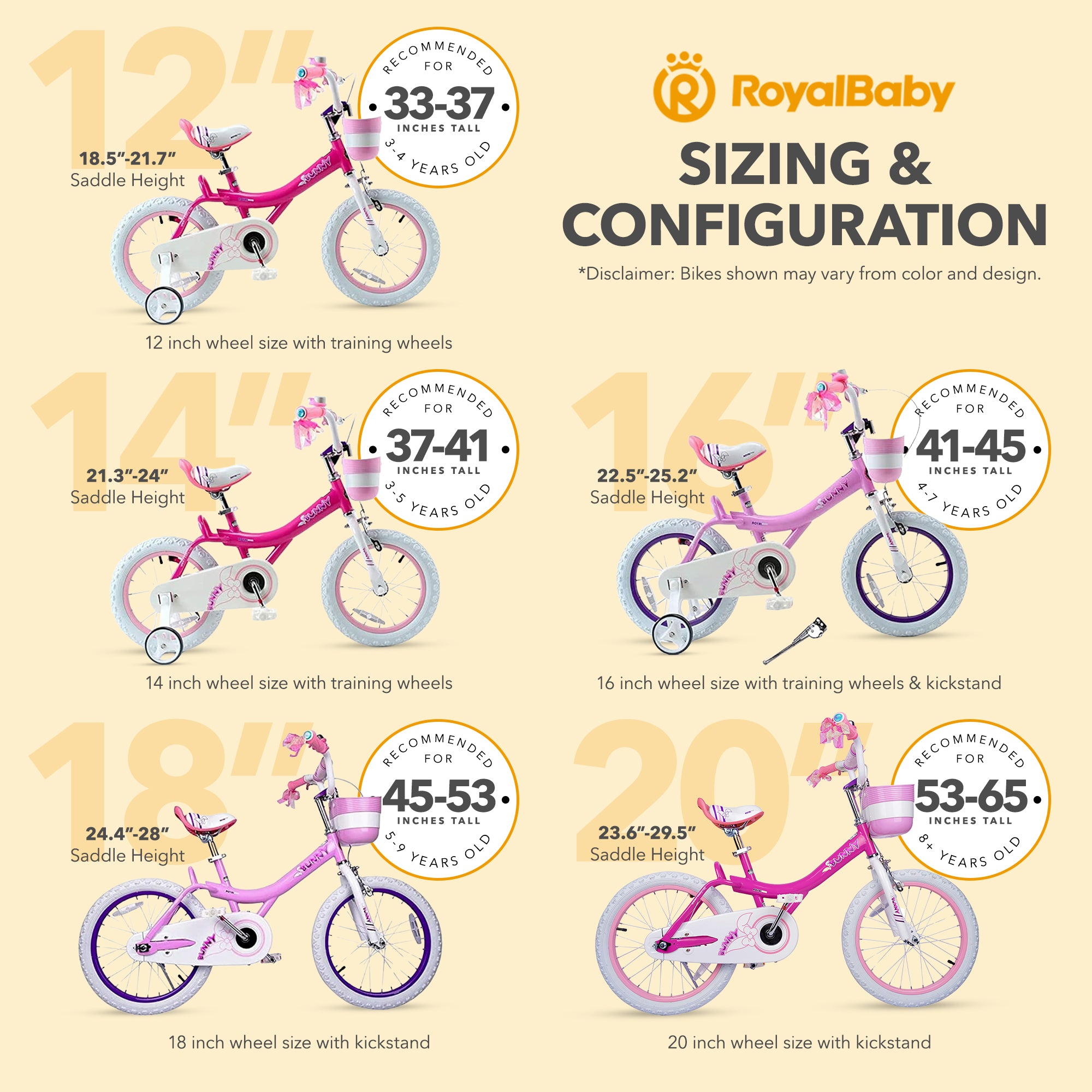 RoyalBaby Princess Girl Bicycle 16" with Training Wheels & Kickstand, Jenny/Pink - VMInnovations