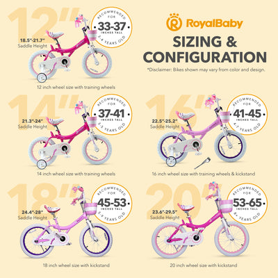 RoyalBaby Princess Girl Bicycle 16" with Training Wheels & Kickstand, Jenny/Pink - VMInnovations