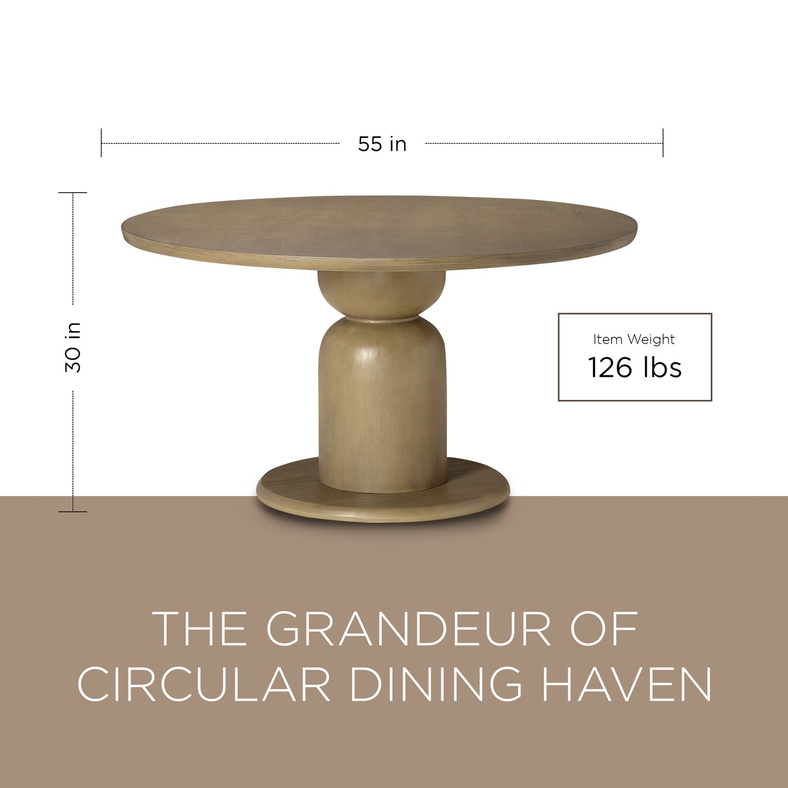 Maven Lane Mila Contemporary Round Wooden Dining Table in Refined Grey Finish - VMInnovations