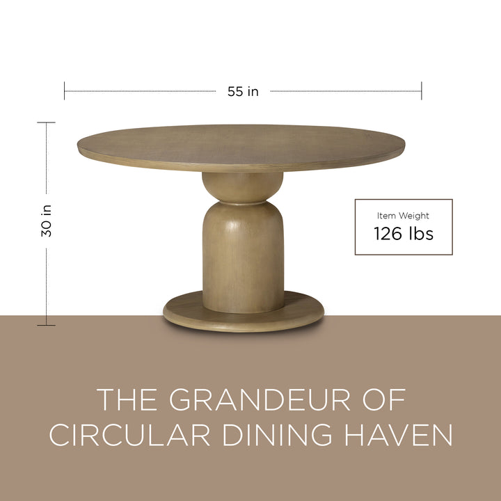 Maven Lane Mila Contemporary Round Wooden Dining Table in Refined Grey Finish - VMInnovations