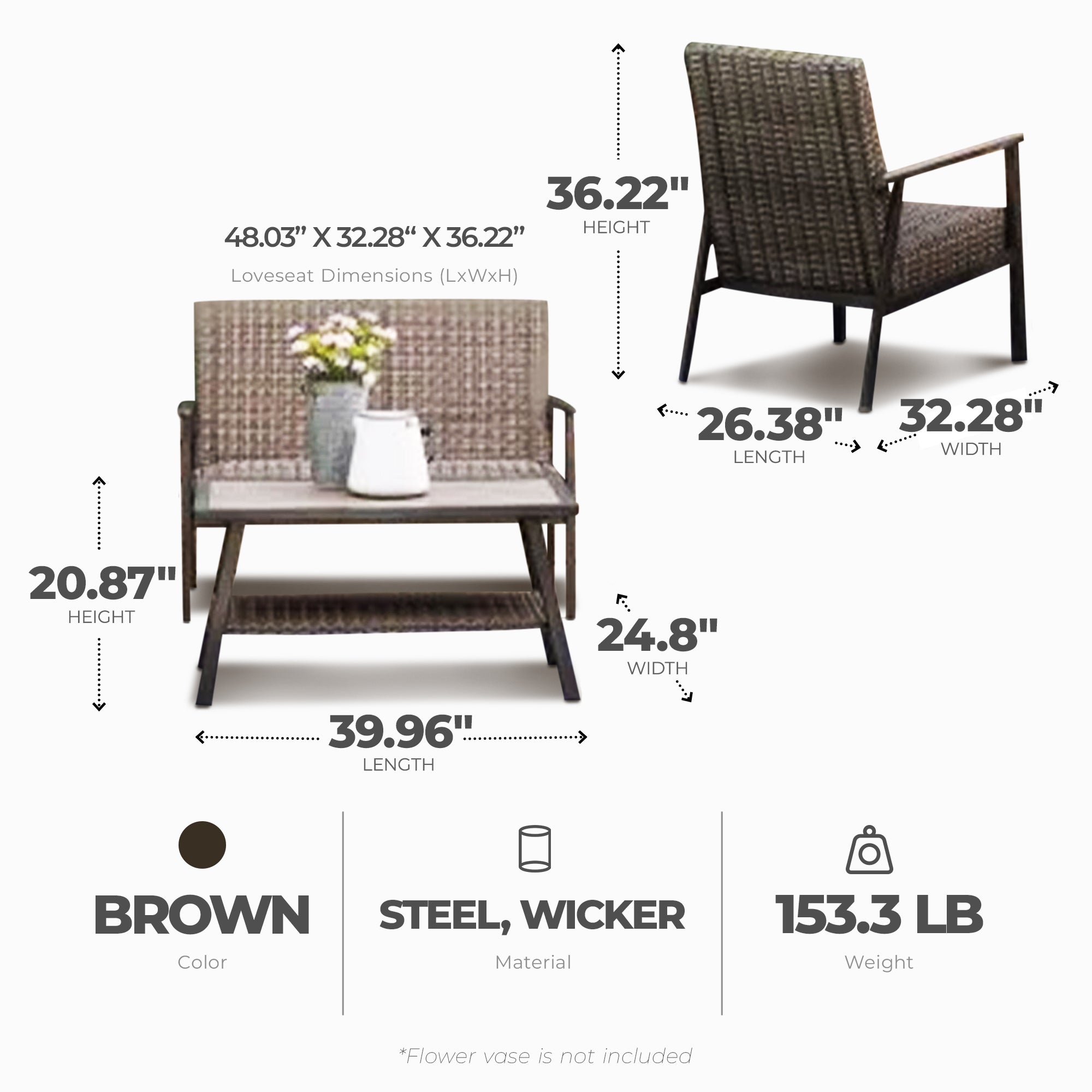 Four Seasons Courtyard 4pc All Weather Deep Seating Patio Set (Open Box)