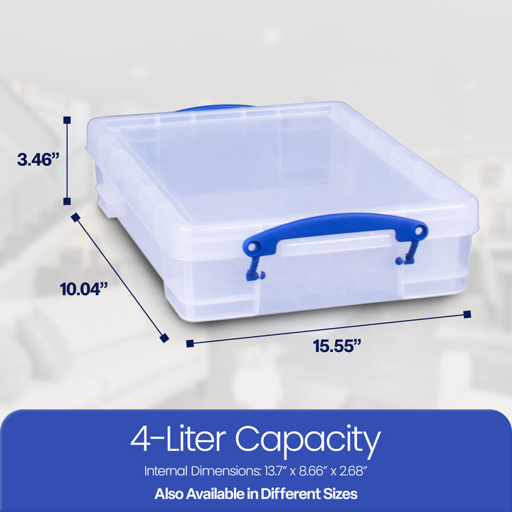 Really Useful Box 4L Storage Container with Lid and Clip Lock Handles, (5 Pack)