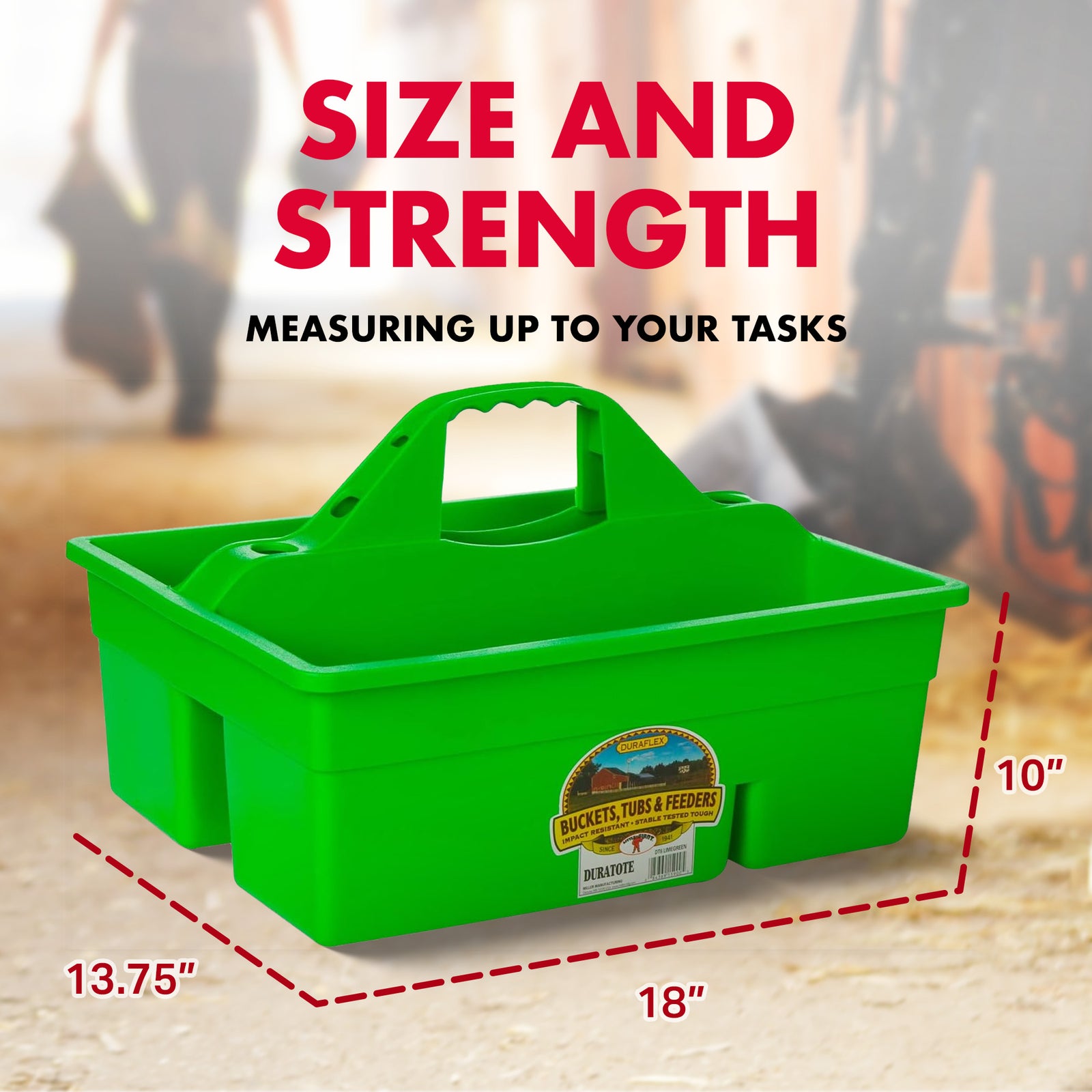 Little Giant DuraTote Plastic Box Organizer w/2 Compartment & Grip Handle, Green - VMInnovations