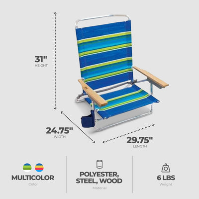 RIO Brands 5 Position Folding Lounge Chair, Multicolor (4 Pack) (Open Box) - VMInnovations
