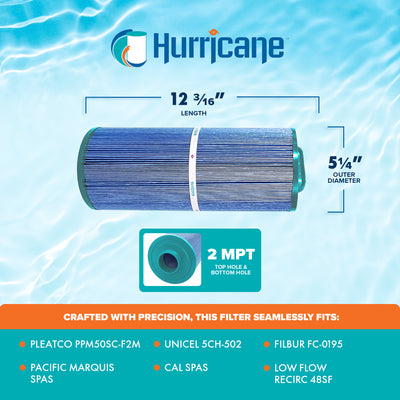 Hurricane Elite Aseptic Spa Filter Cartridge for Pleatco PPM50SC-F2M & Cal Spas