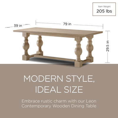 Maven Lane Leon Traditional Wooden Dining Table in Antiqued White Finish - VMInnovations
