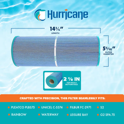 Hurricane Elite Spa Filter Cartridge for Pleatco PLBS75 & Unicel C-5374 (Used)