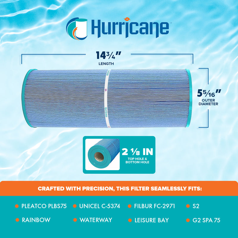 Hurricane Elite Spa Filter Cartridge for Pleatco PLBS75 & Unicel C-5374 (Used)