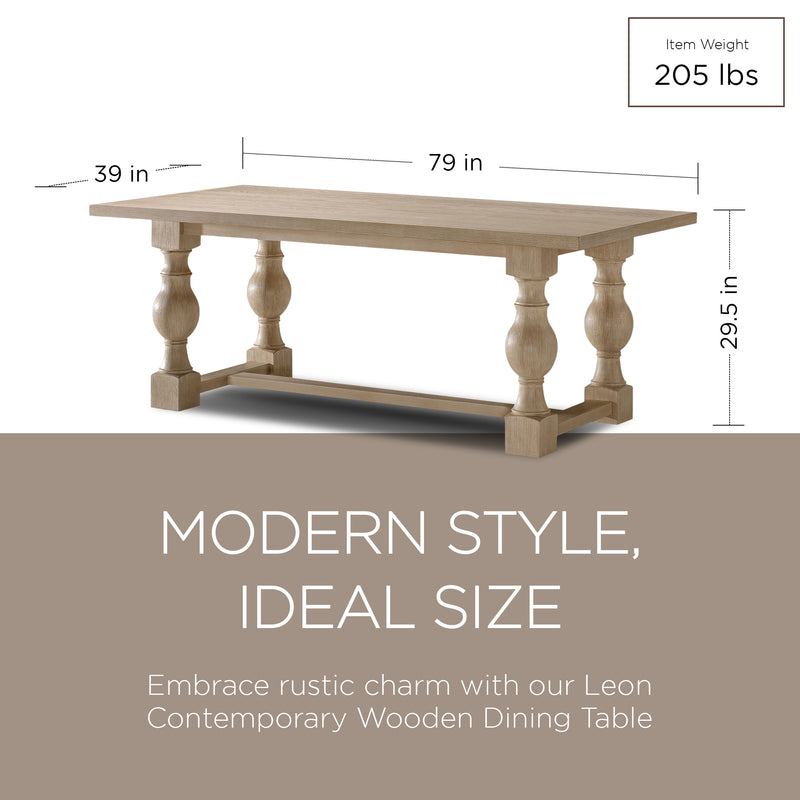 Maven Lane Leon Traditional Wooden Dining Table in Antiqued White Finish