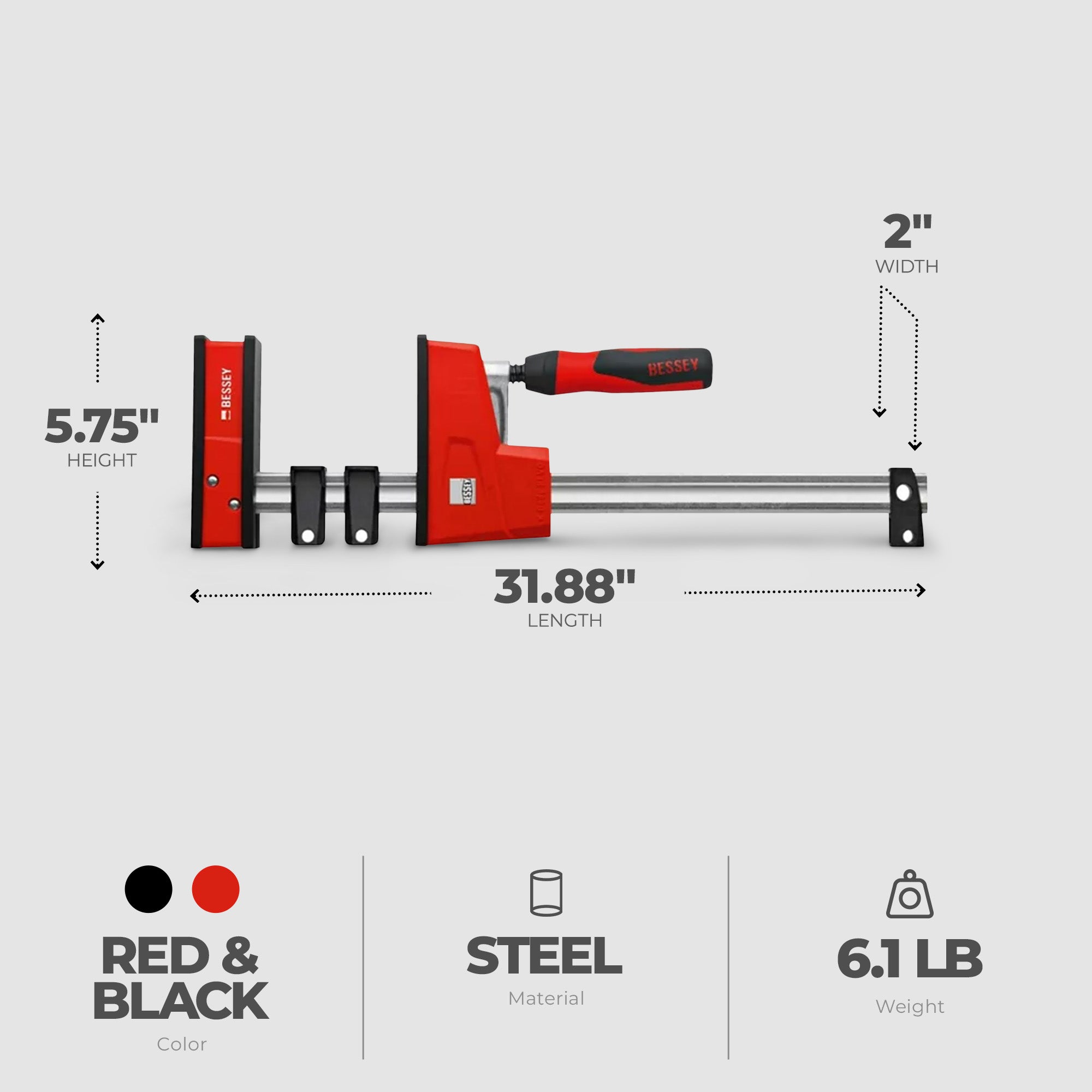 BESSEY K Body Revo 24 Inch Steel Parallel Bar Accessory Tool Clamp Kit, KRE3524 - VMInnovations