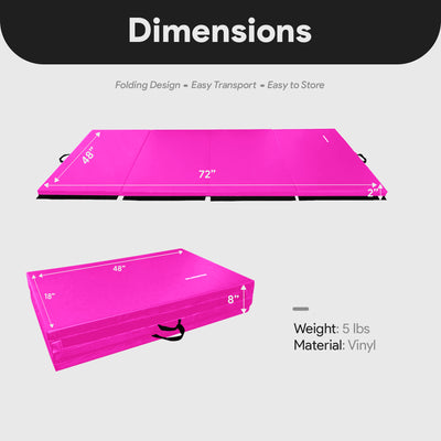 BalanceFrom 4' x 6' x 2" All Purpose Folding Gymnastics Gym Mat, Pink (Open Box) - VMInnovations