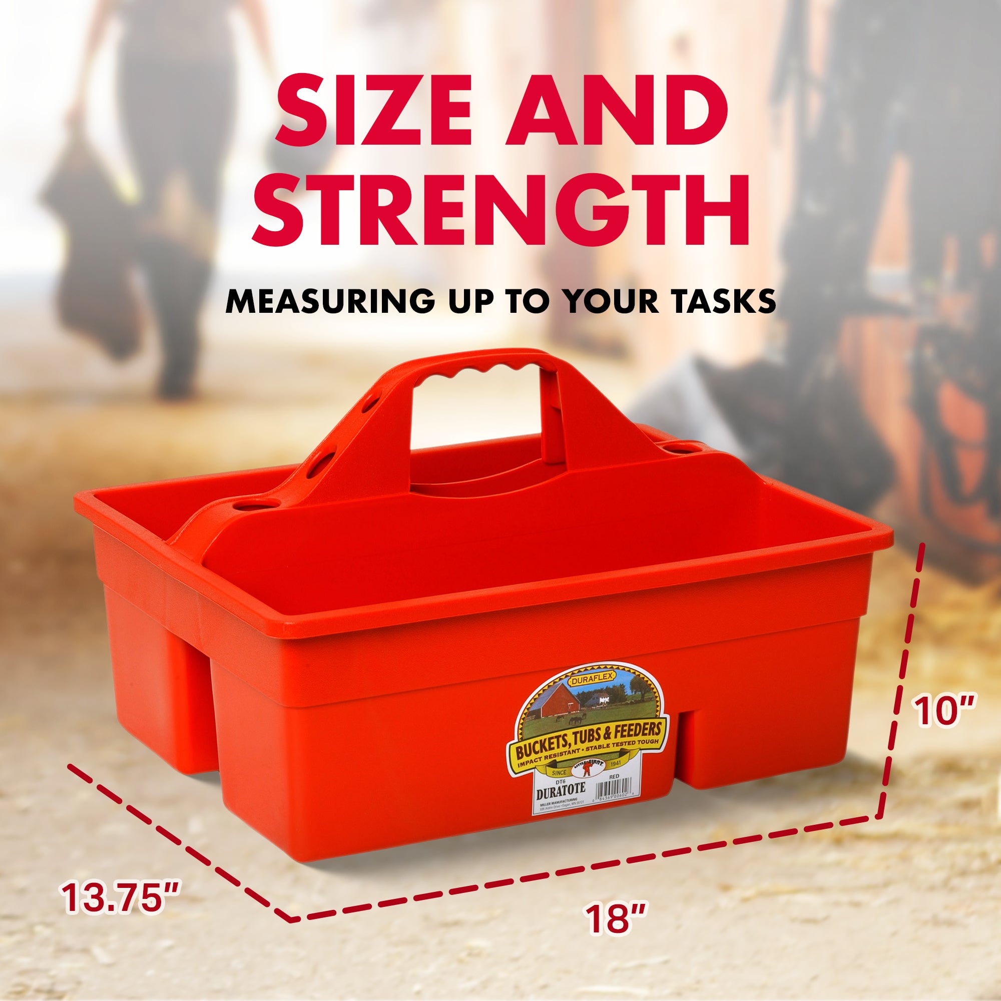 Little Giant DuraTote Plastic Box Organizer w/2 Compartments & Grip Handle, Red - VMInnovations