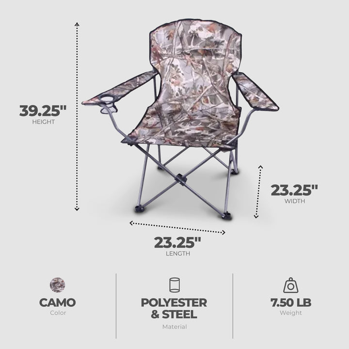 Four Seasons Courtyard Polyester Arm Chair w/Durable Steel Frame, Camo(Open Box)