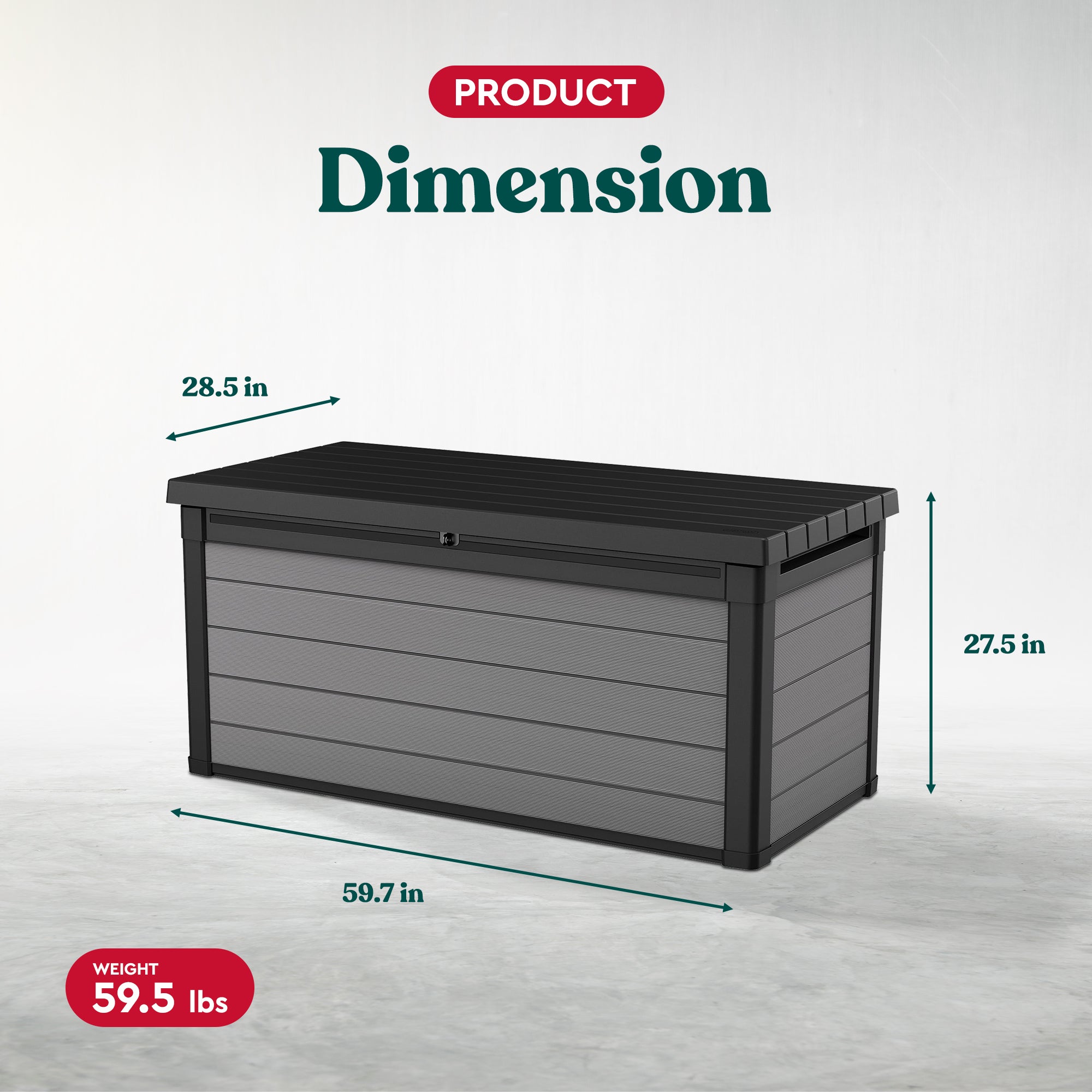 Keter Premier 150 Gallon Deck Box w/Polypropylene Construction for Storage, Gray - VMInnovations