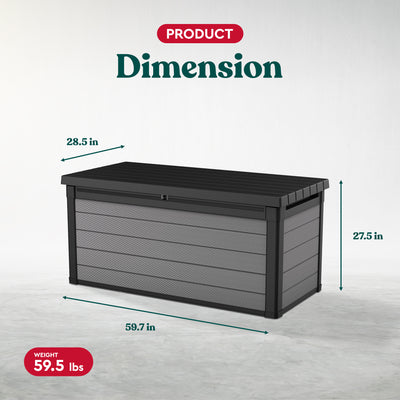 Keter Premier 150 Gallon Deck Box w/Polypropylene Construction for Storage, Gray - VMInnovations