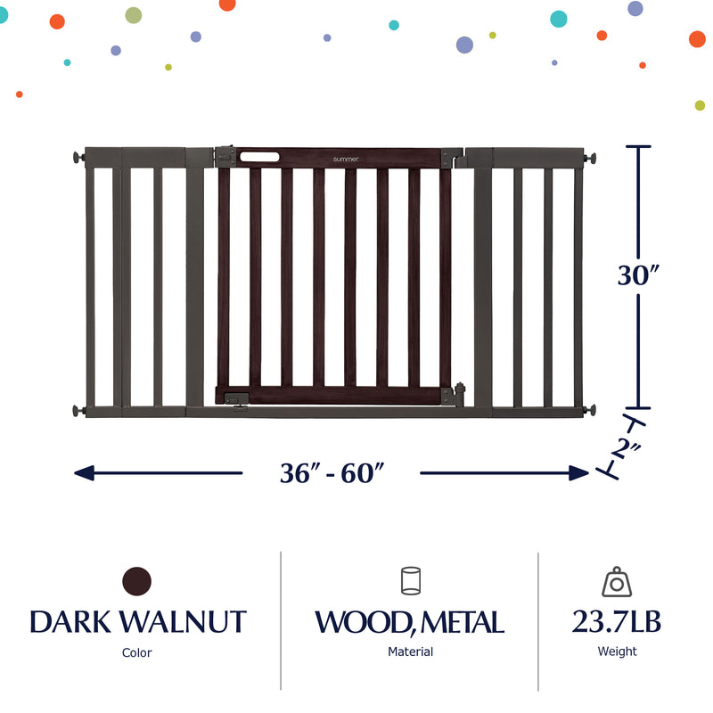 Ingenuity 30" Summer Infant West End Safety Pet and Baby Gate, Dark Walnut(Used)