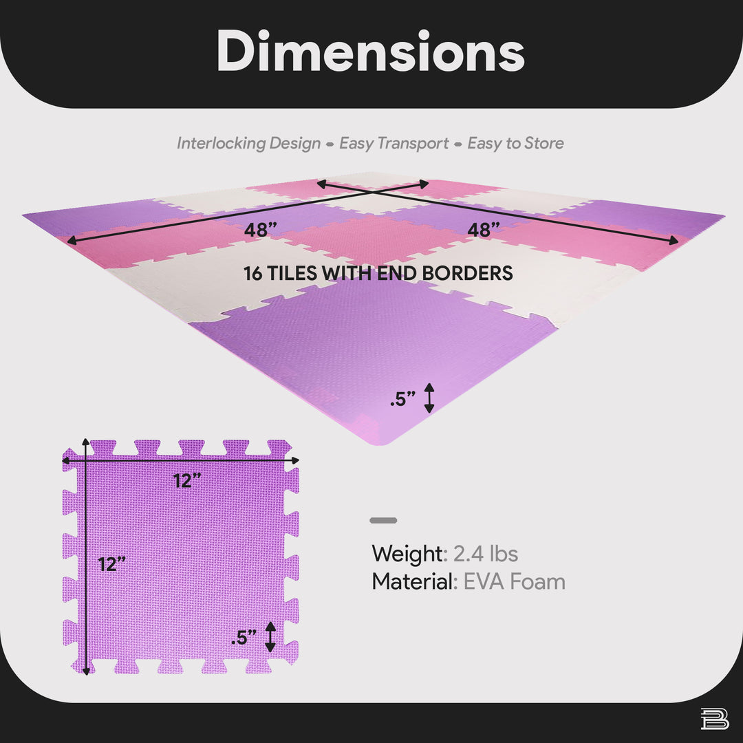 BalanceFrom 16 Tile Thick Interlocking Puzzle Foam Exercise Play Mat (Open Box) - VMInnovations
