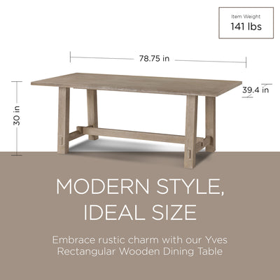 Maven Lane Yves Rectangular Wooden Dining Table in Weathered Grey Finish