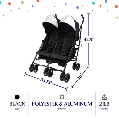 Summer Infant Side by Side Double Stroller for Infants & Toddlers, Black (Used)